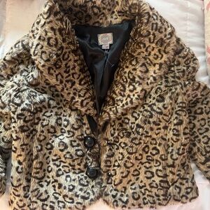 Vintage Leopard Print Faux Fur Coat